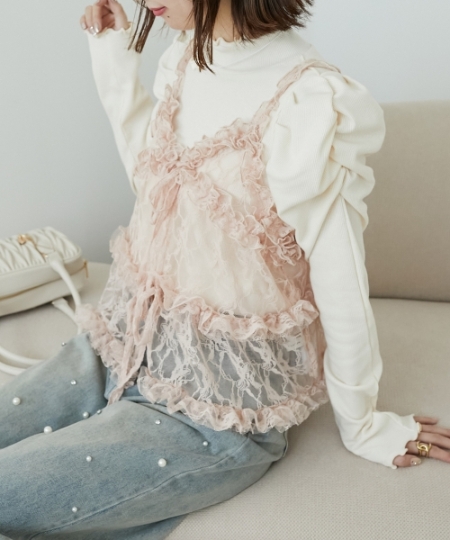 フリルレースシアービスチェ/MAJESTIC LEGON(マジェスティックレゴン