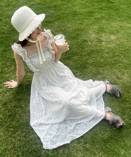 フリルショルダーレースアップワンピ/MAJESTIC LEGON(マジェスティック