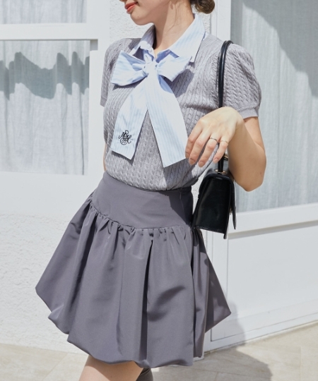 リボンセットドッキング半袖ニット/MAJESTIC LEGON(マジェスティック