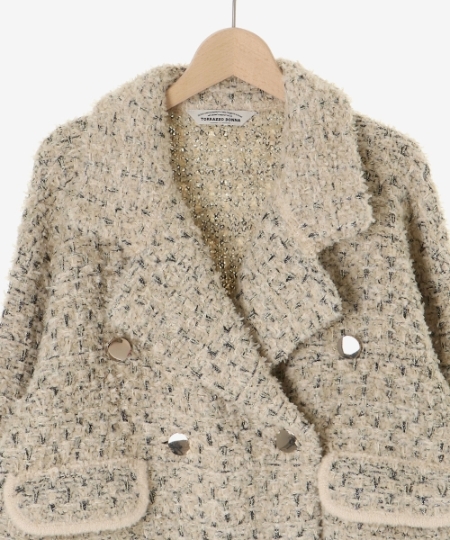 手洗い可能》TORRAZZO DONNAツイードニットPコート/le.coeur blanc