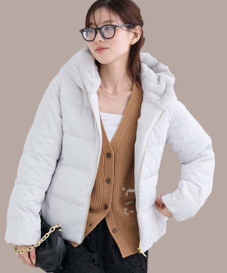 ファーフードショートダウン/le.coeur blanc(ルクールブラン