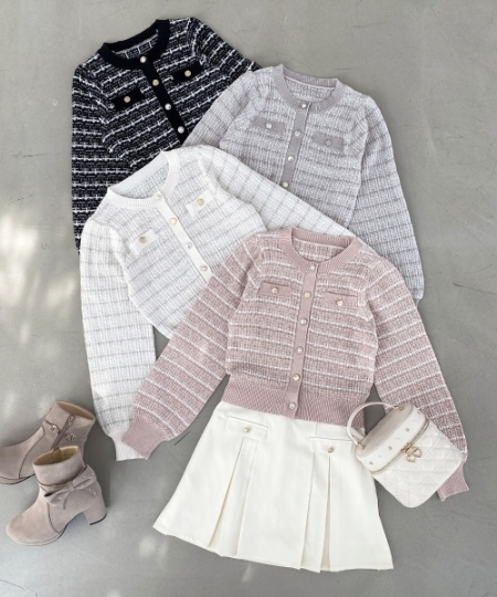 キラキラボタンツイードライクカーデ/MAJESTIC LEGON(マジェスティック