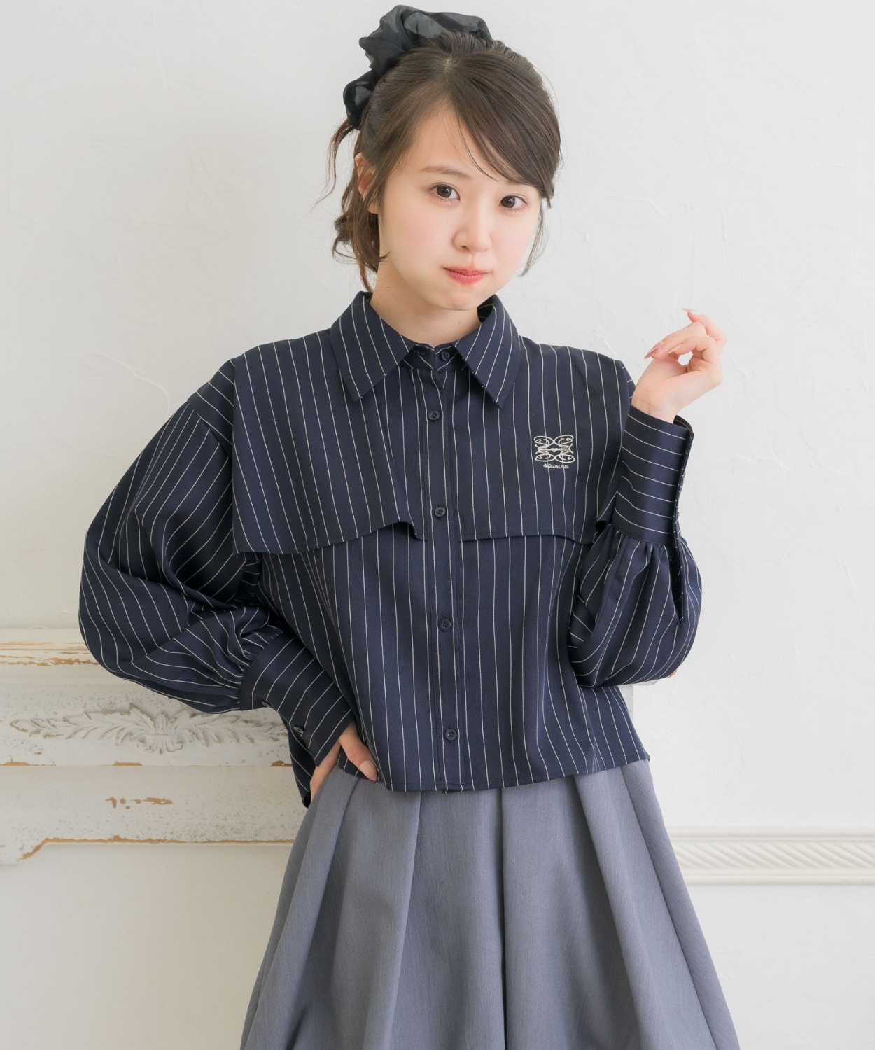 ロゴ刺繍フリルSH|ems excite | RETRO GIRL ONLINE STORE レトロガール