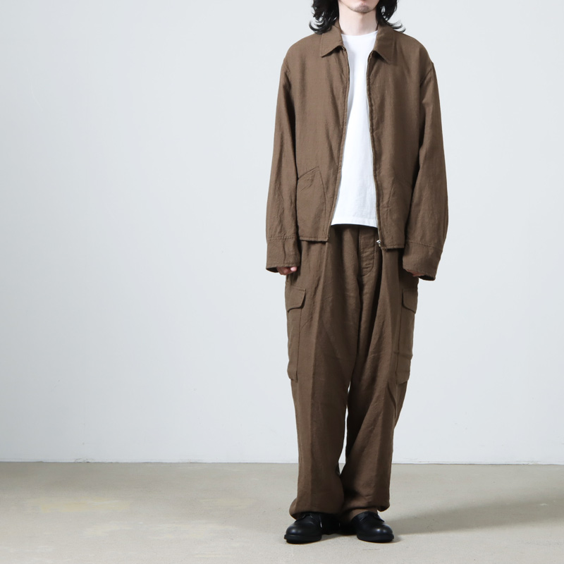 COMOLI (コモリ) KHAKI縮絨ウール ジップショートジャケット