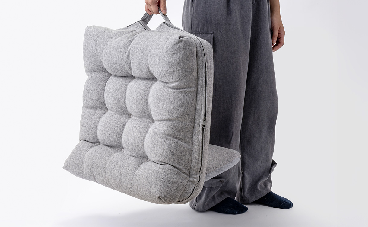 持ち手付カバー洗える背もたれイス FLepoco グレー 幅57cm 奥行44