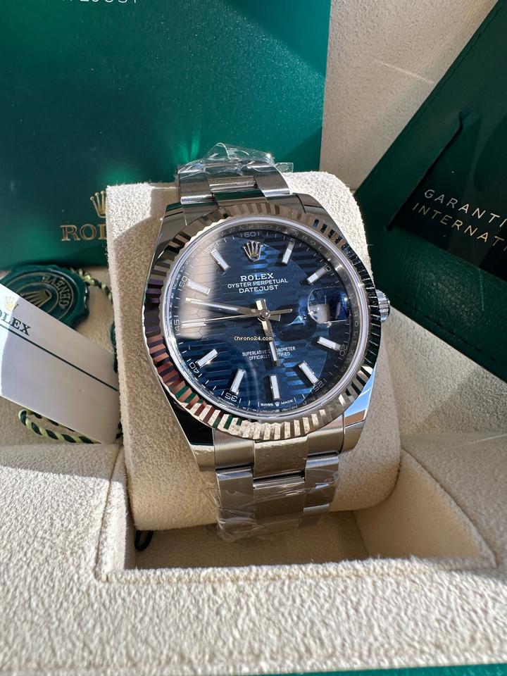 Rolex Datejust 41 NEW 2024 Blue Motif Fluted Dial Stainless for
