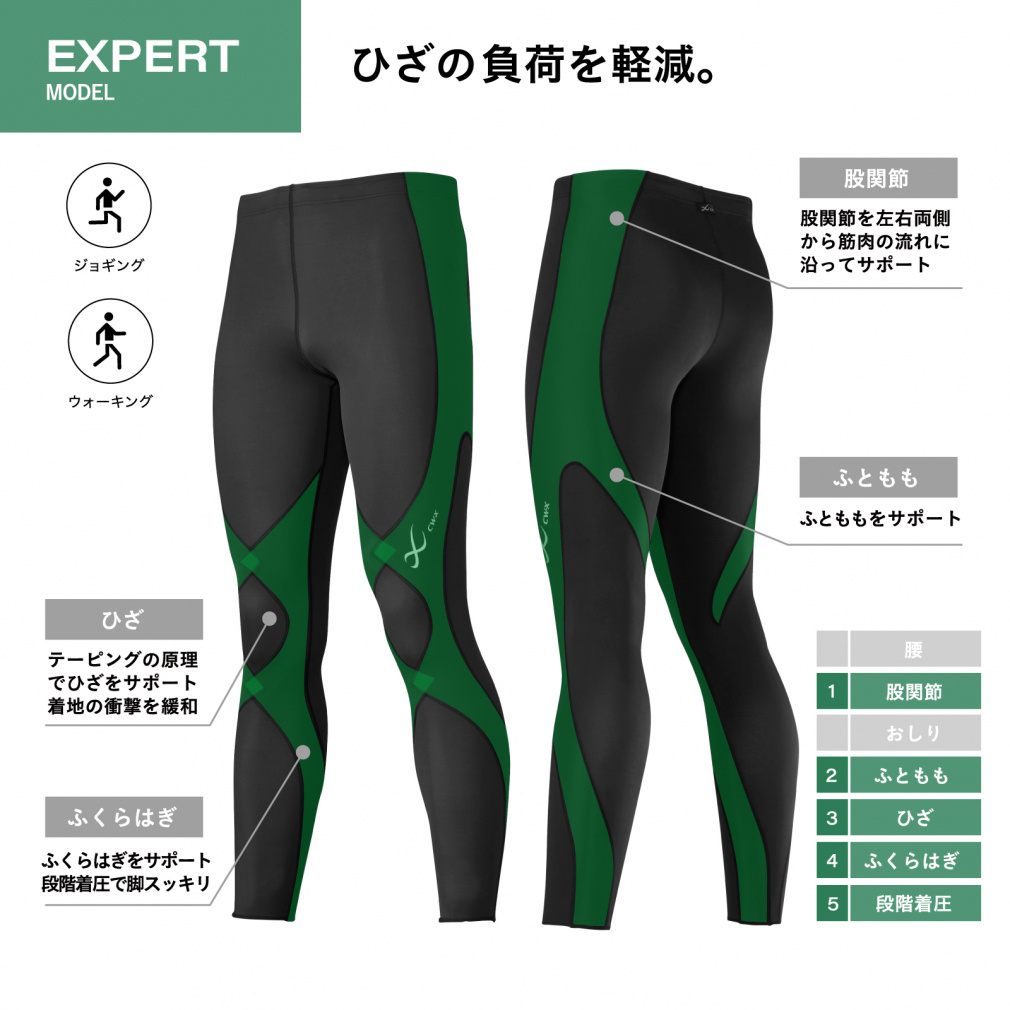 CW-X メンズ ランニングタイツ 股関節・ひざサポート EXPERT MODEL 3.0