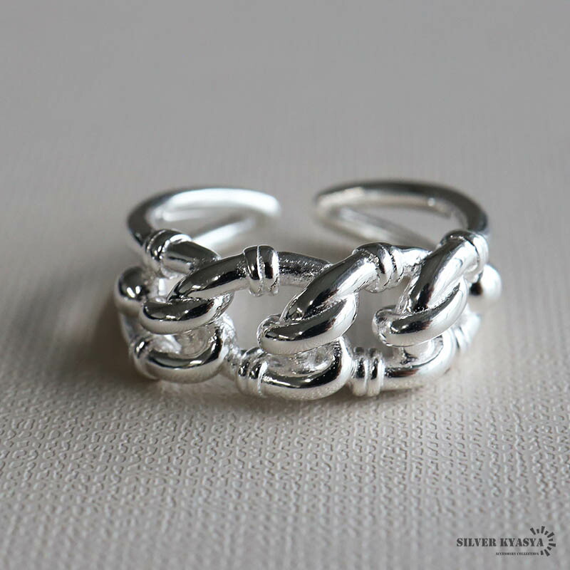 リング シルバー925素材 チェーンリング 太め指輪 リンクデザイン