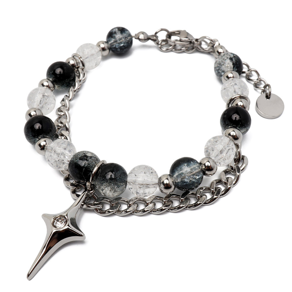 ステンレス 2連チェーンブレスレット クロスブレスレット チェーン