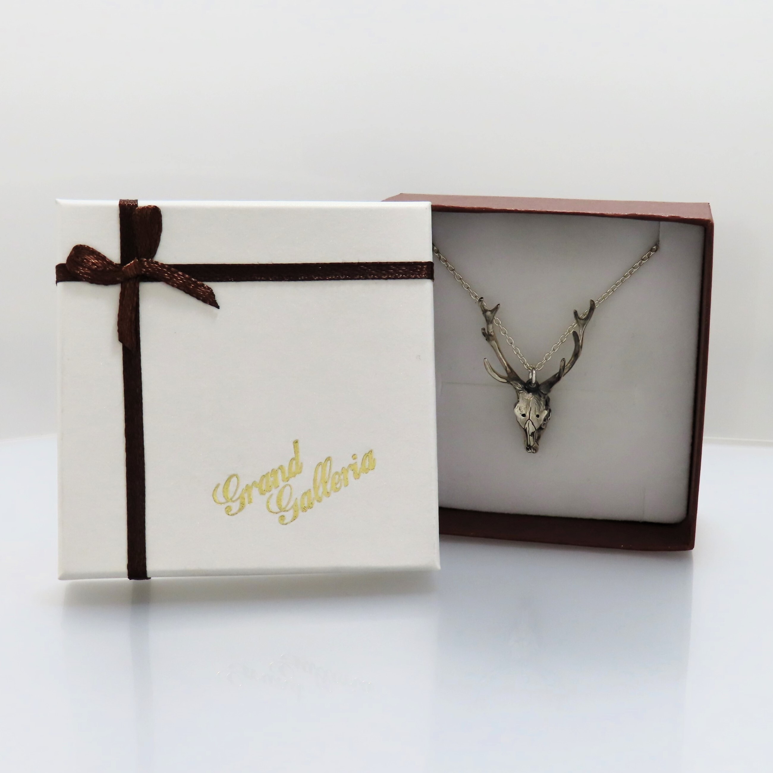 鹿スカルネックレス シルバー925 【刻印無料】 雄 オス 鹿 骨 スカル