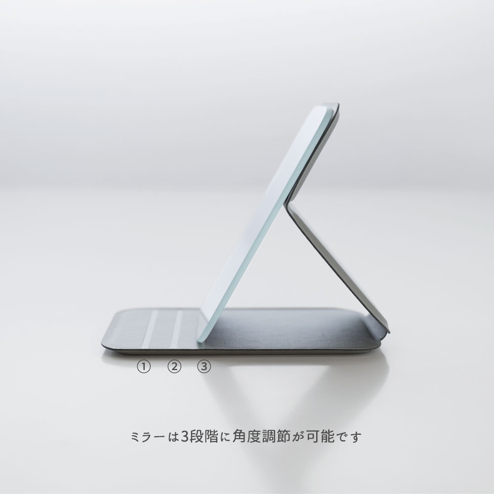 折りたたみ スタンドミラー イニシャル × 花 】 コンパクトミラー