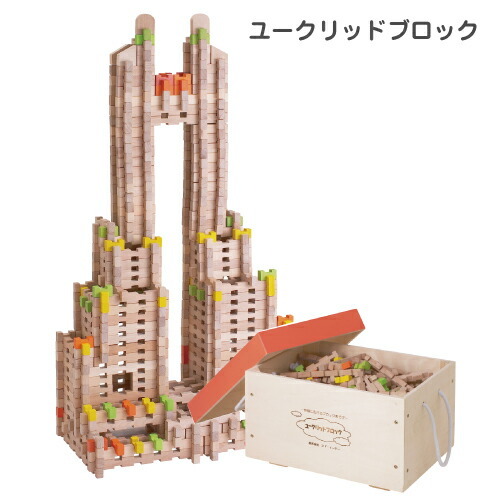 送料無料】ユークリッドブロック 600ピース 収納木箱ケース付｜知育