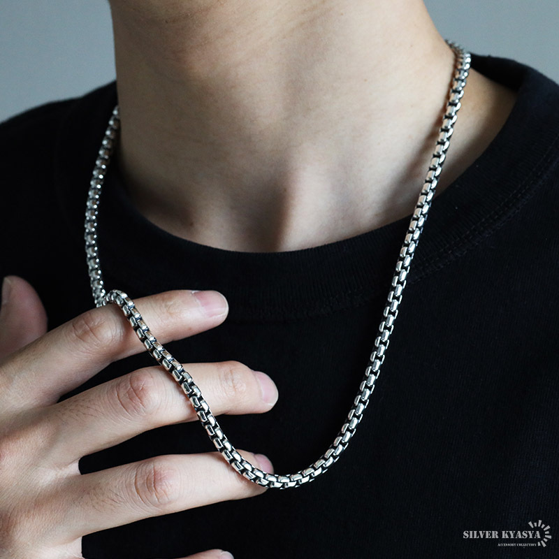 シルバー925 ベネチアンチェーンネックレス 60cm 最強太い 5mm 艷やか