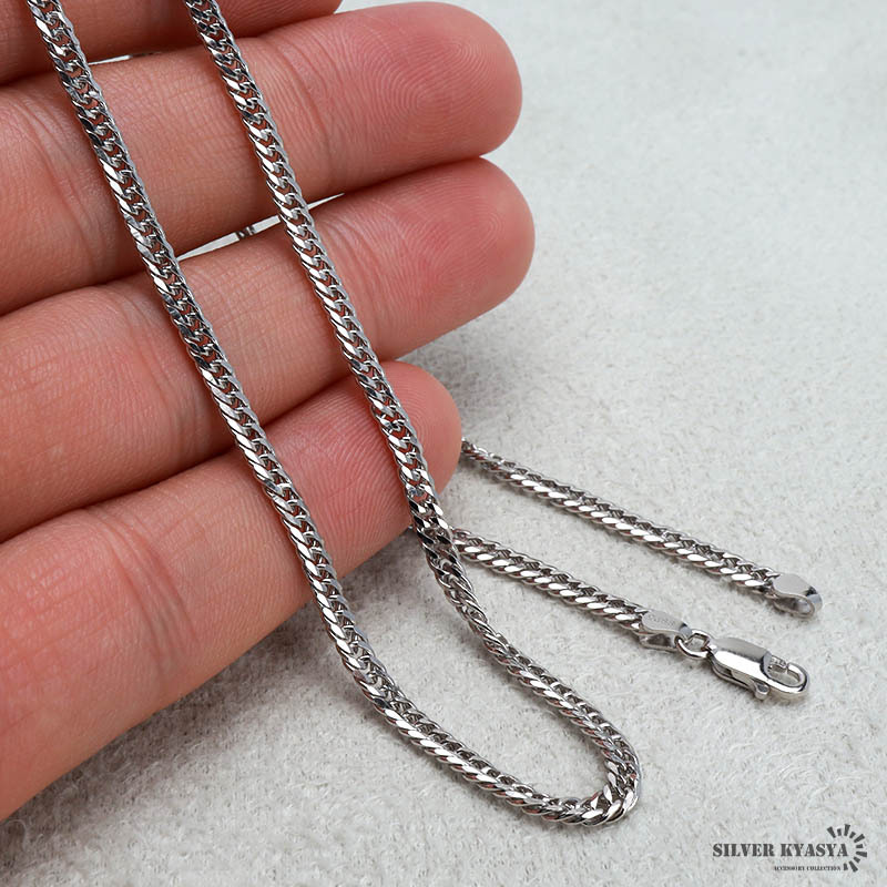 シルバー925 ダブル喜平チェーン ネックレス 幅3mm 喜平ネックレス 高