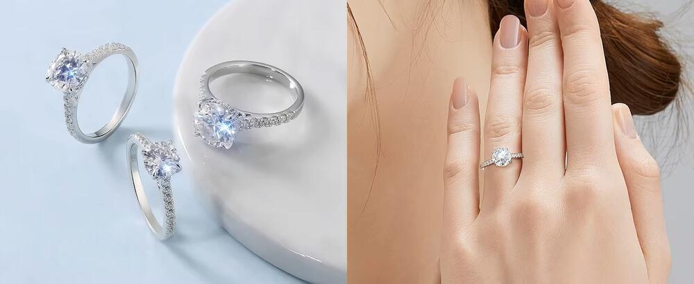 モアサナイト リング 1ct 一粒 レディース ダイヤモンド の2,5倍の