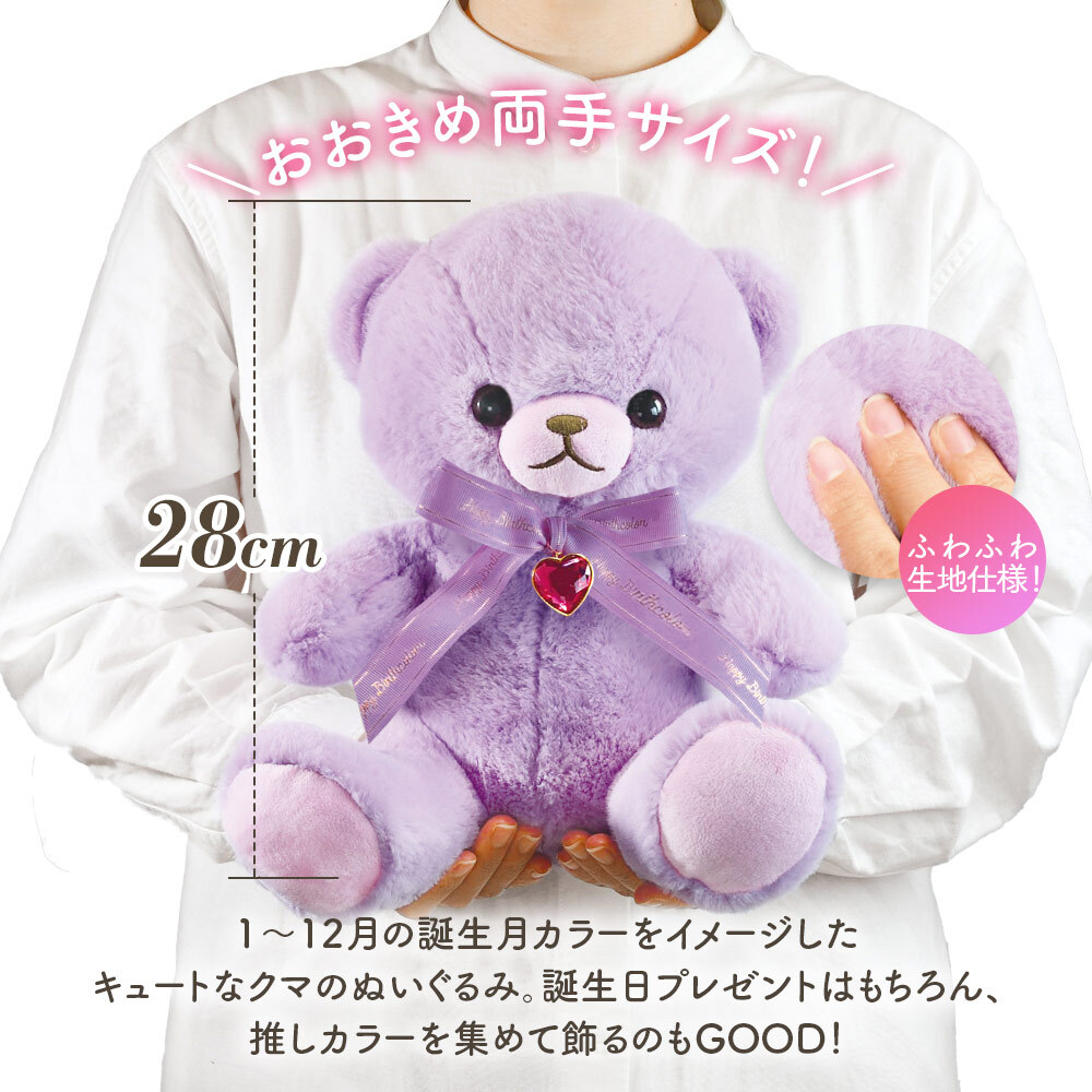 Happy Birthcolor Pastel Bear 28cm Heart ぬいぐるみ キーホルダー