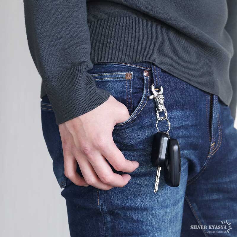 シルバー925 スカル キーリング キーホルダー キーフック S925