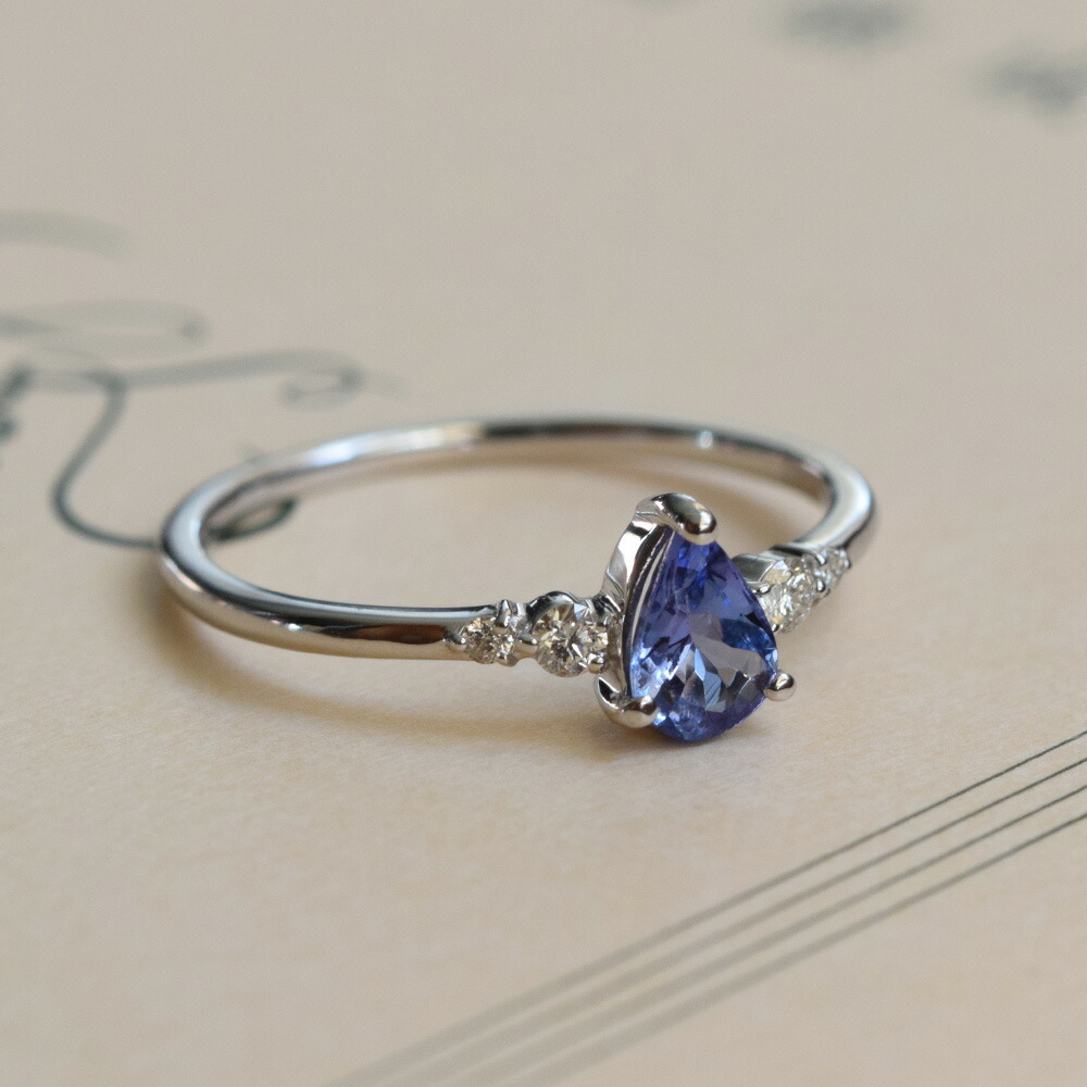 受注生産】指輪 リング タンザナイト ダイヤモンド 10金 ホワイト