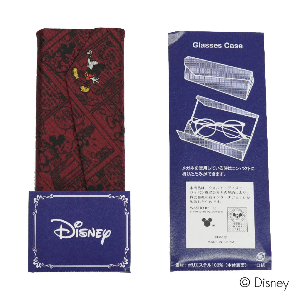 ディズニー／メガネケース（ミッキー コミック柄） 赤 折り畳み 眼鏡