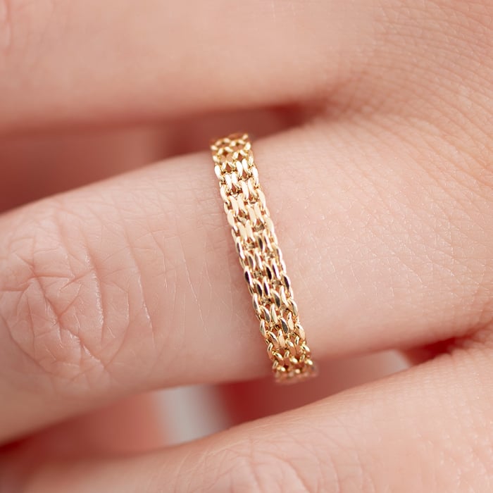 イタリー製 K18YG ビスマルク チェーンリング リング 指輪 18金 可愛い