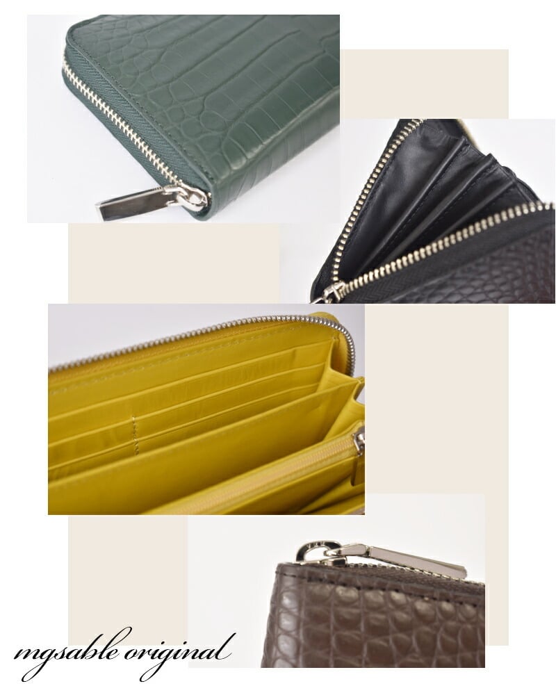 長財布 メンズ レディース クロコダイル 一枚革 センター取り 財布