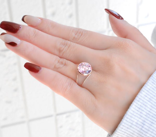 k18 リング レディース ピンクキュービックジルコニア 人工石 ピンク色