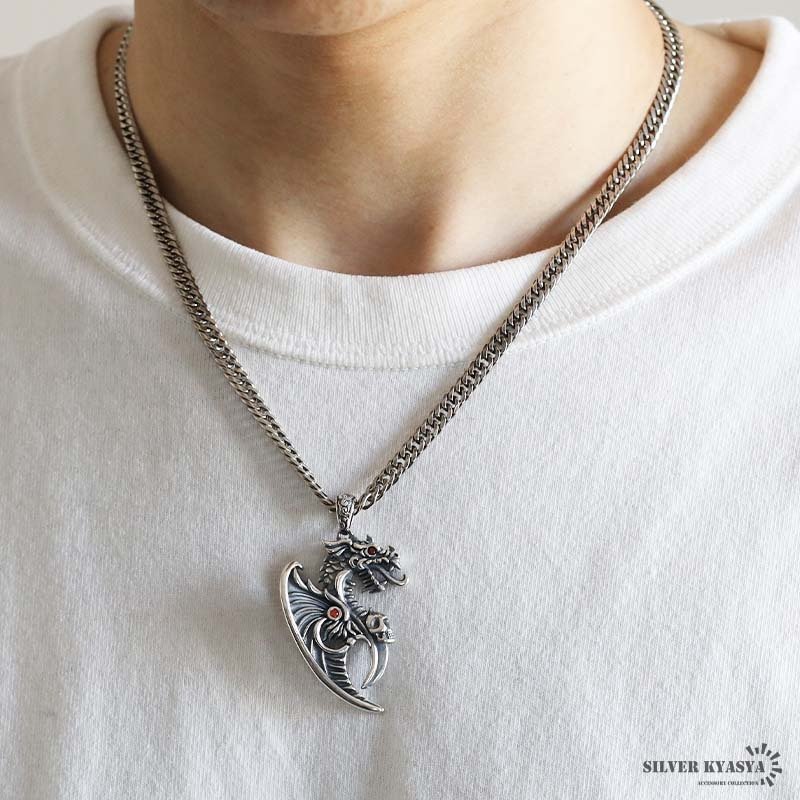 シルバー925 ドラゴンネックレス 龍 ペンダント ネックレス シルバー