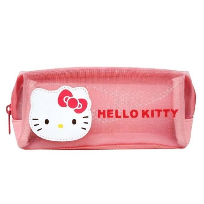 ハローキティ メッシュ フェイスワッペン Wファスナー ポーチ サンリオ