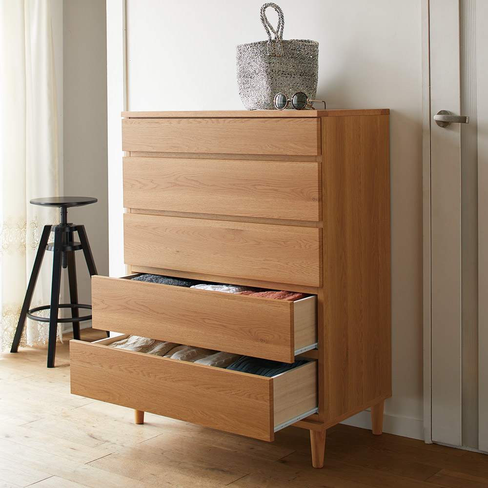 北欧ジュエリー収納付チェスト ハイタイプ 幅80cm・5段（高さ108cm