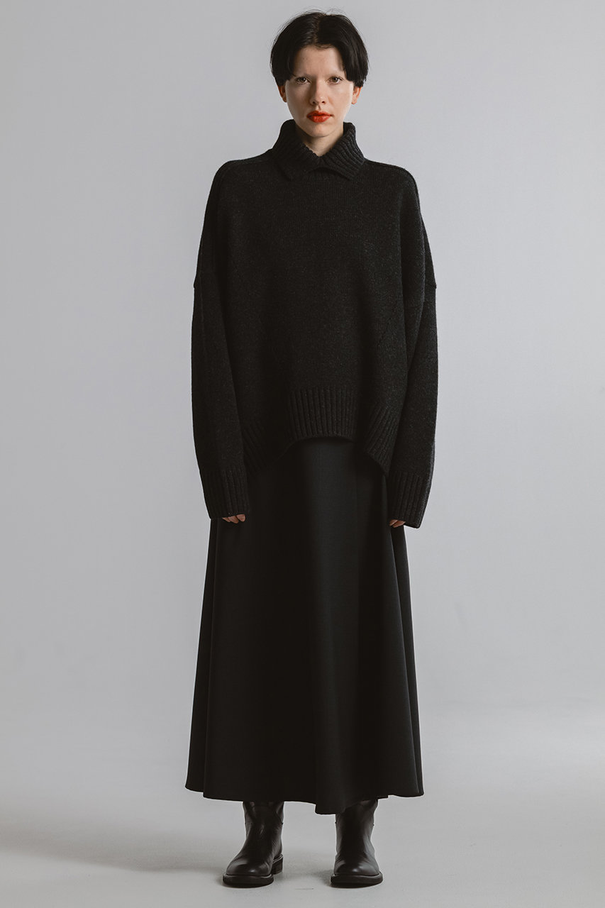 CINOH(チノ)｜オーバーサイズ ハイネック ニット/チャコールグレー の