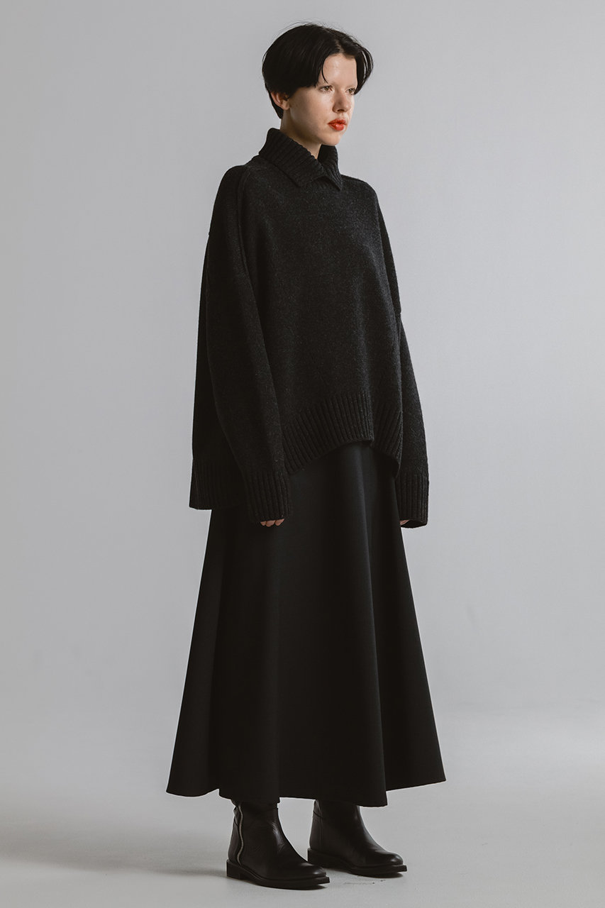 CINOH(チノ)｜オーバーサイズ ハイネック ニット/チャコールグレー の