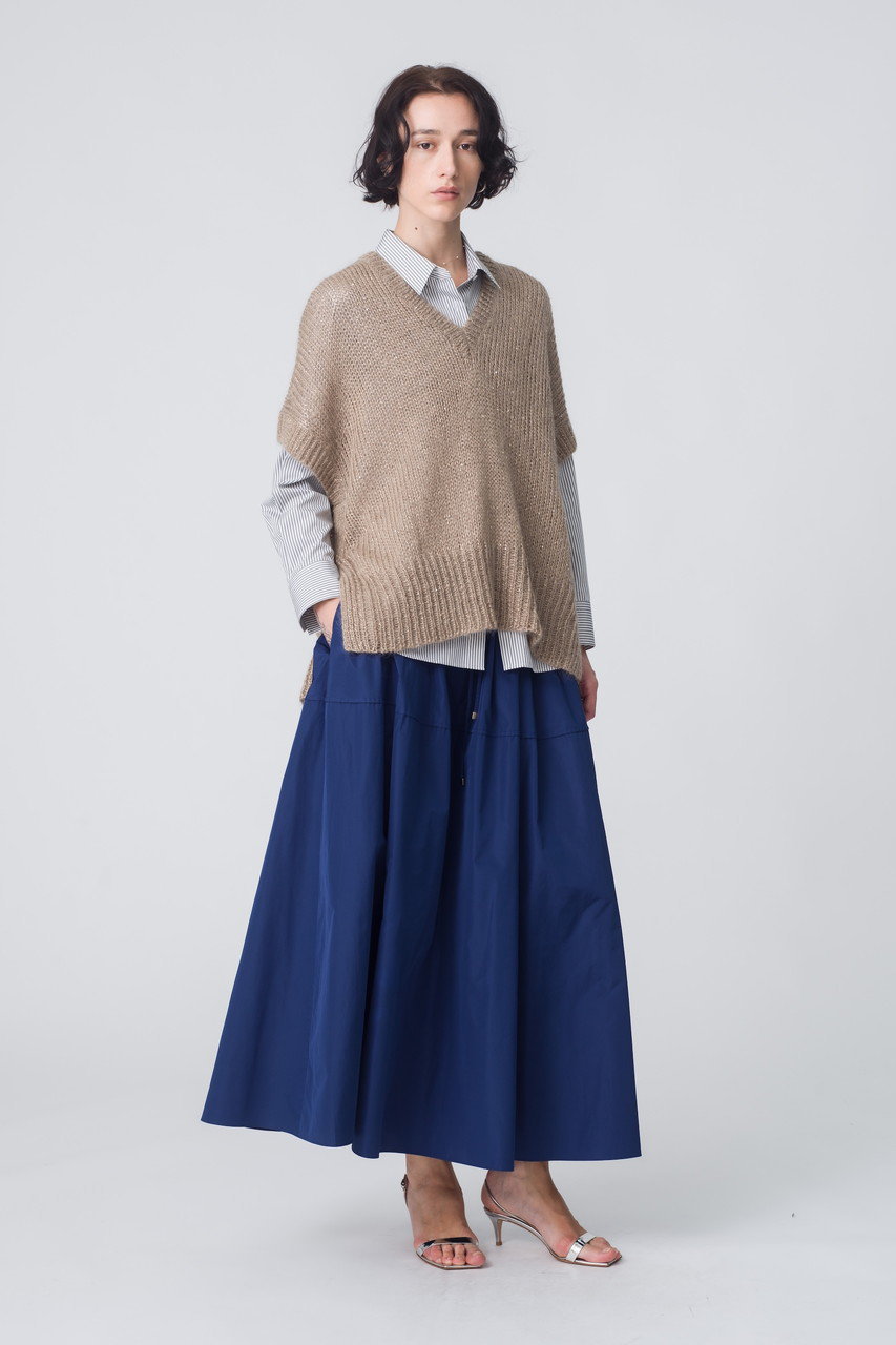 ebure(エブール)｜マイクロタフタ イージーギャザースカート/ダーク