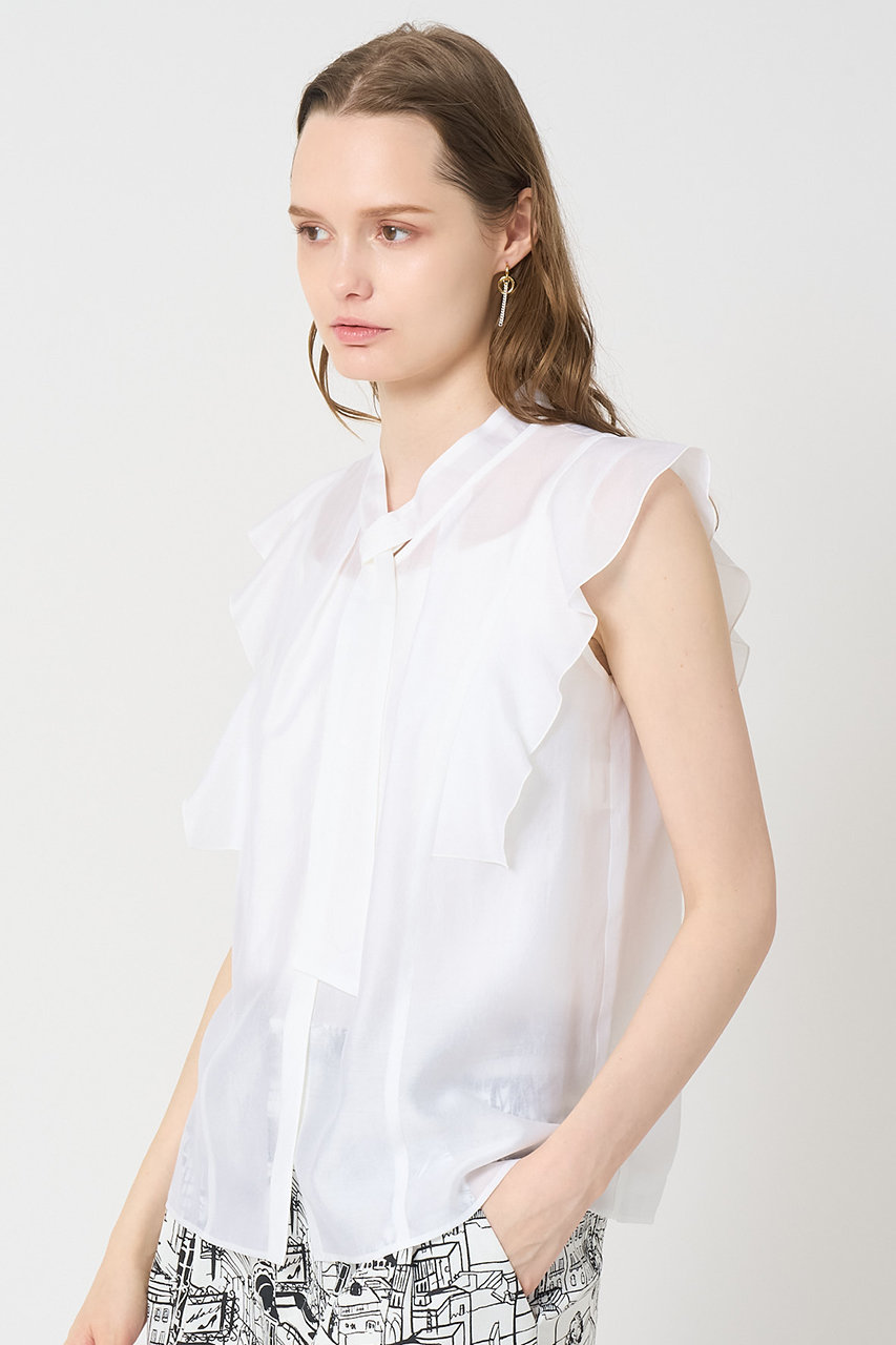 ANAYI(アナイ)｜シアーオーガンジーボウタイ ブラウス/ホワイト の通販