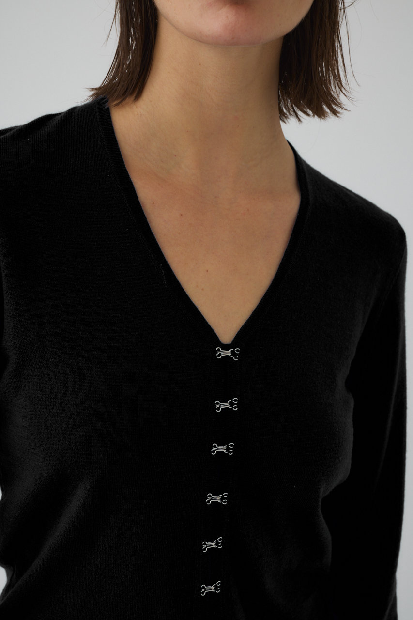 RIM.ARK(リムアーク)｜Many hook V neck tops/ニット/ブラック の通販