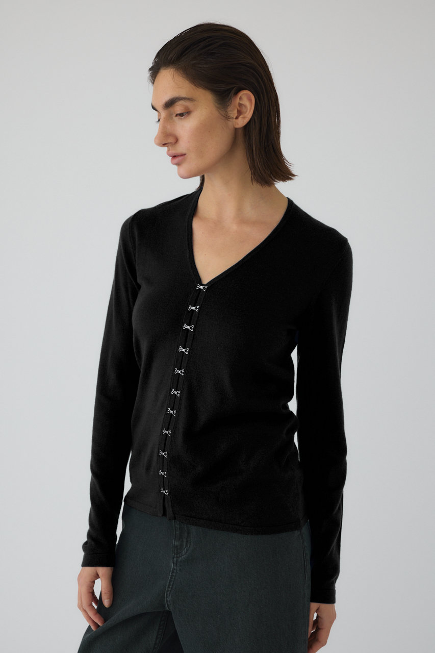 RIM.ARK(リムアーク)｜Many hook V neck tops/ニット/ブラック の通販
