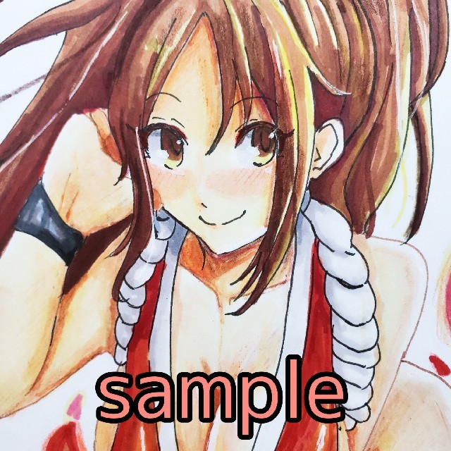 手描き自作アナログイラスト 原画 A5サイズ 同人 不知火舞(餓狼伝説