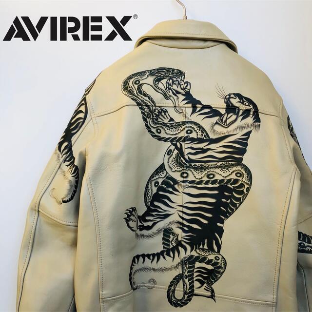 AVIREX - 希少 AVIREX 80着限定 虎&蛇墨絵 本革 シングルライダース XL