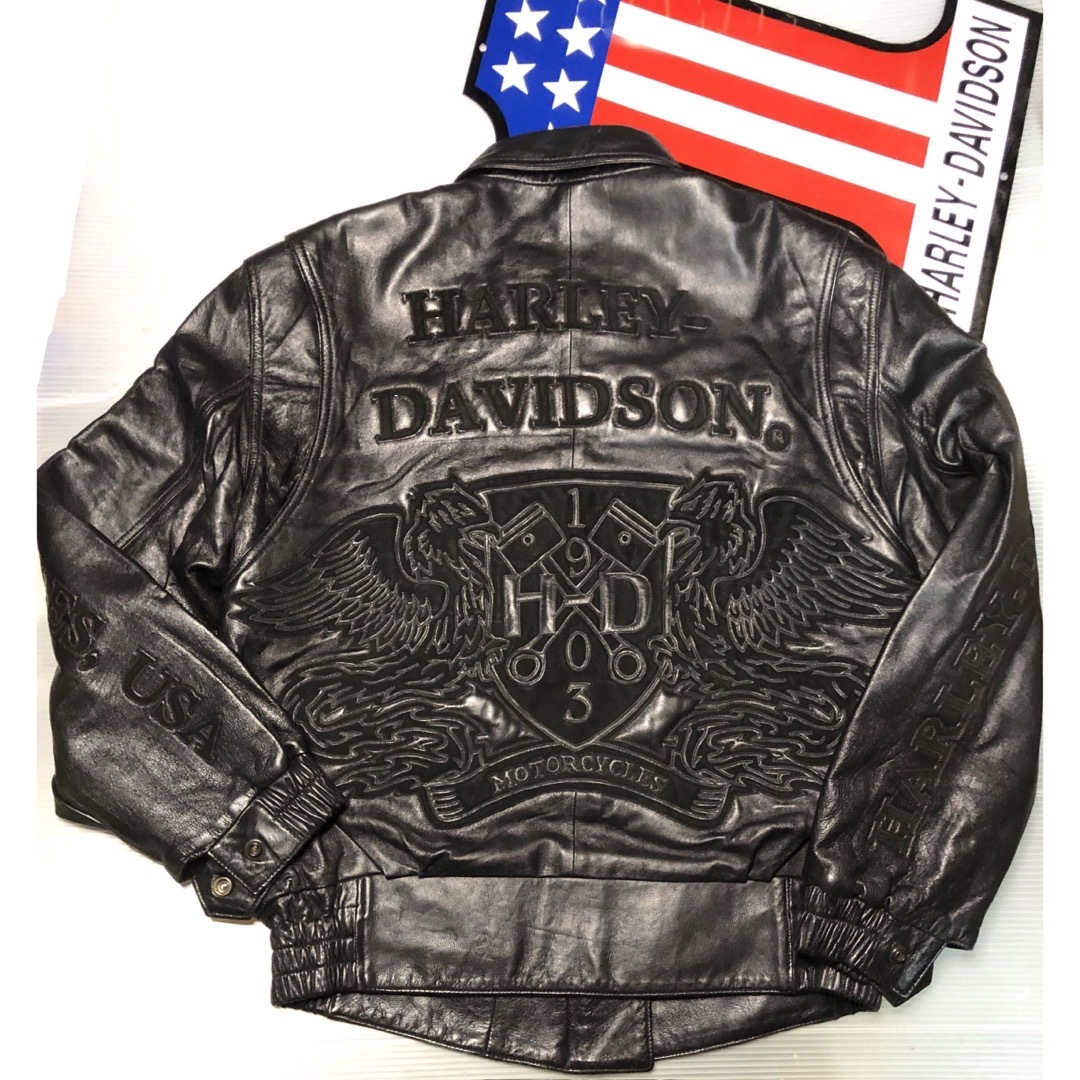 Harley Davidson - 【稀少！全面刺繍！入手困難】美品羊革ハーレー