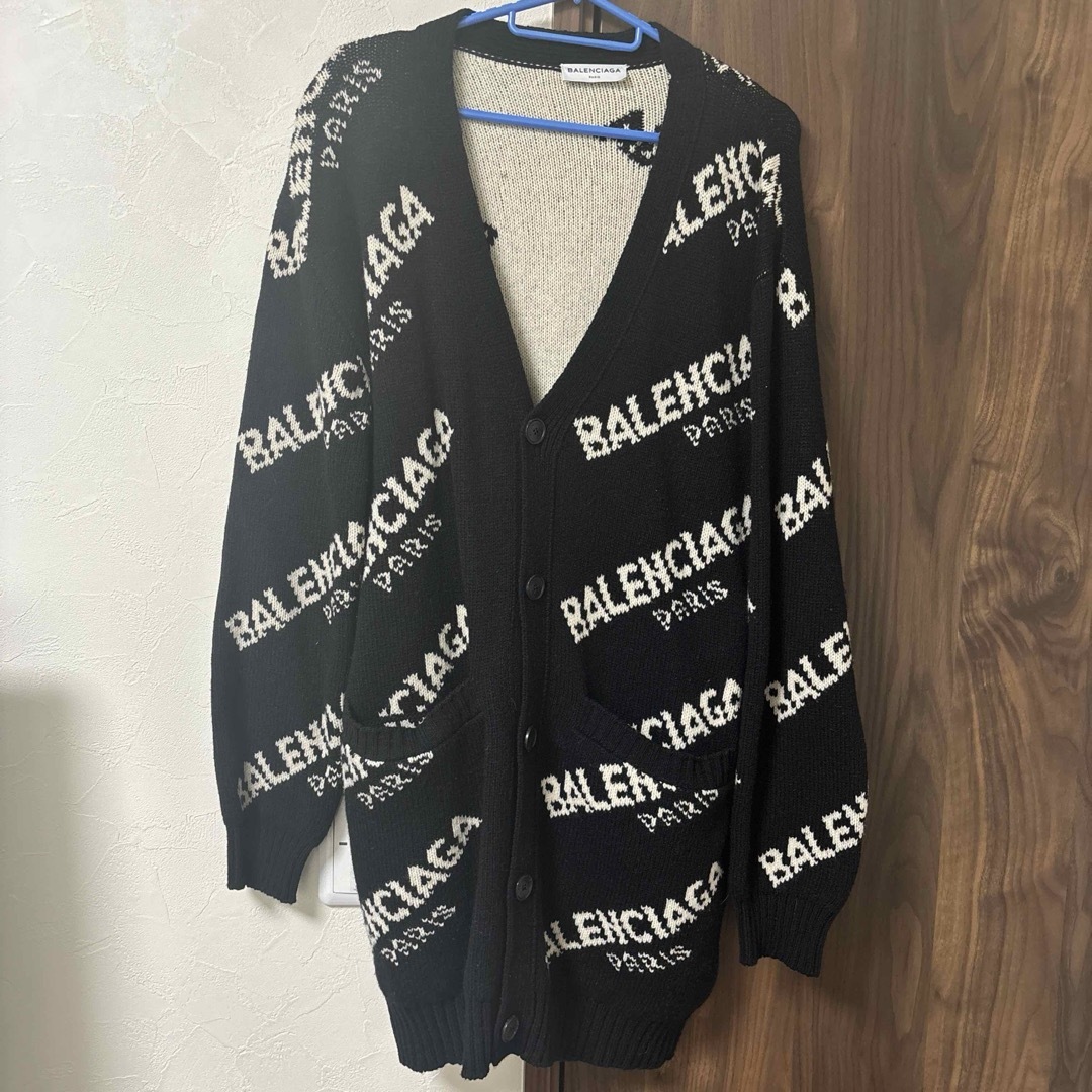 BALENCIAGA - バレンシアガ ロゴ ジャガード ニット カーディガンの