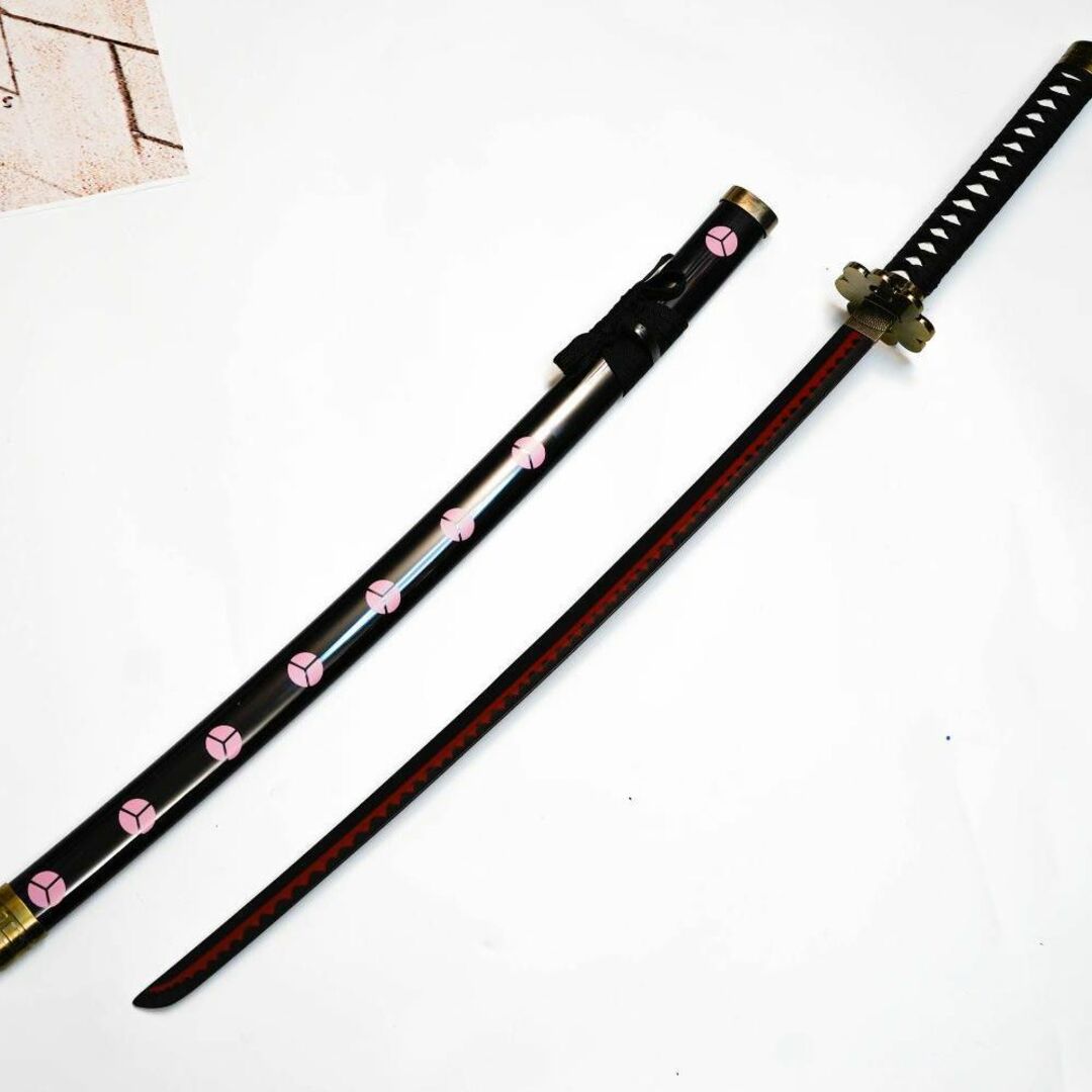 秋水 ゾロ ワンピース 刀 コスプレ 赤黒 金属製 実寸大100cm【現物撮影