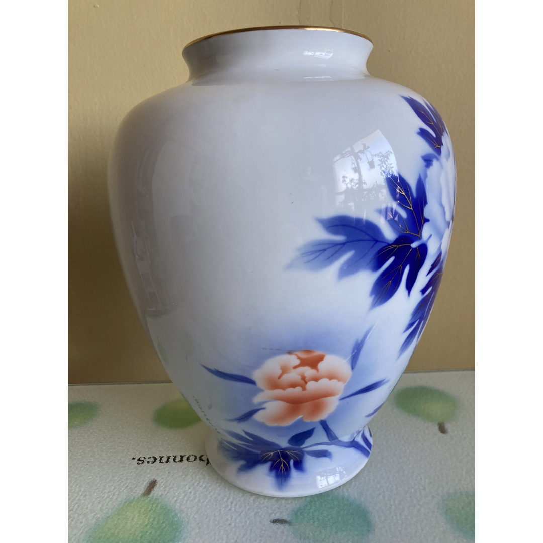 深川製磁 - 昭和レトロ 深川製磁 花瓶 宮内庁御用達 染錦牡丹 紅白牡丹