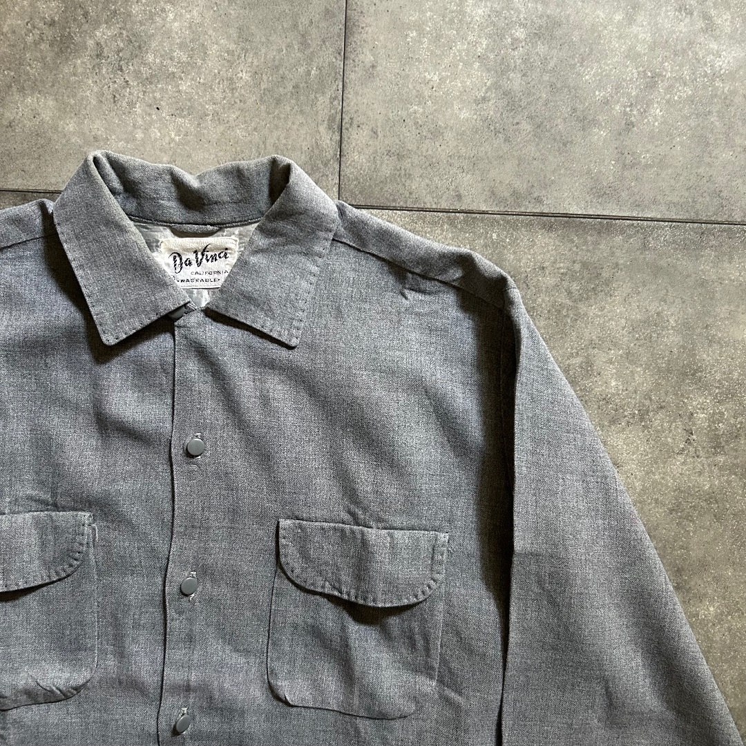 60s da vinci 肉厚レーヨンシャツ USA製 M グレーの通販 by 【古着屋