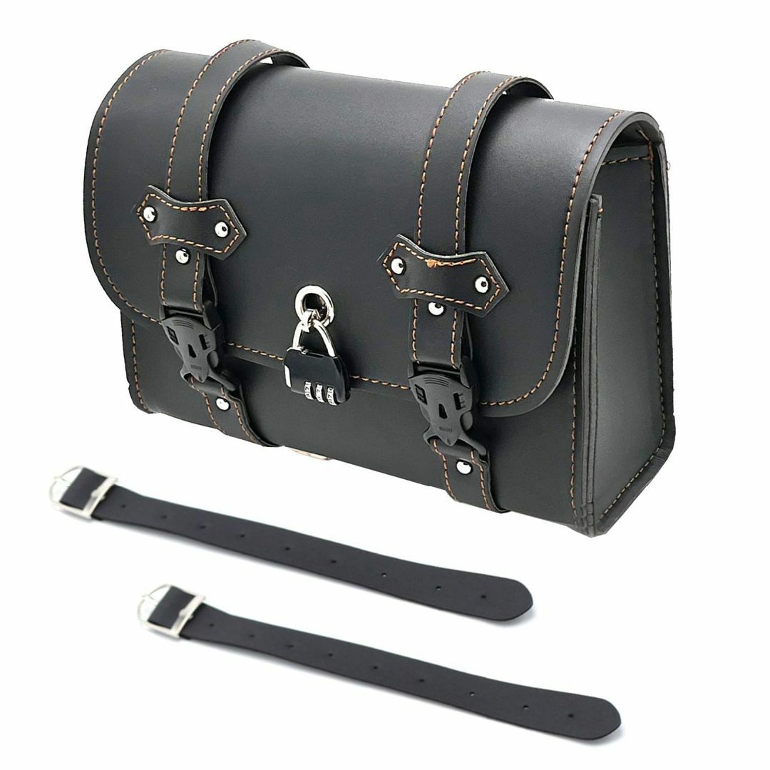 色:ブラック/ロックピン付き】PIENSE バイク バッグ サイドバッグ ツー