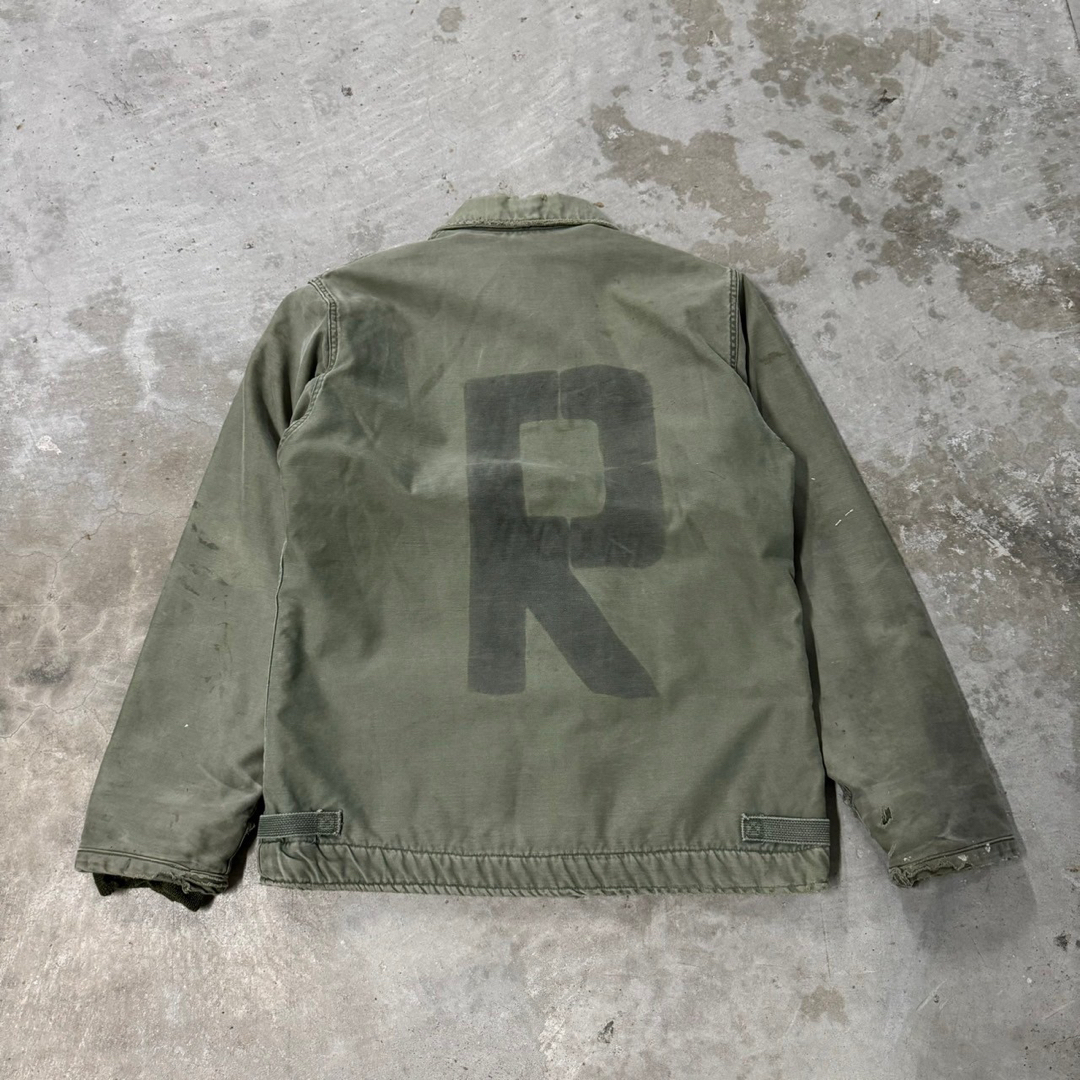 MILITARY - 希少 最初期 60s 米軍 実物 USN A-2 デッキジャケット三角