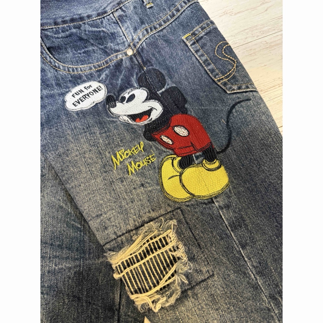 Disney - ディズニー 希少ミッキーマウス刺繍ダメージデニムパンツの