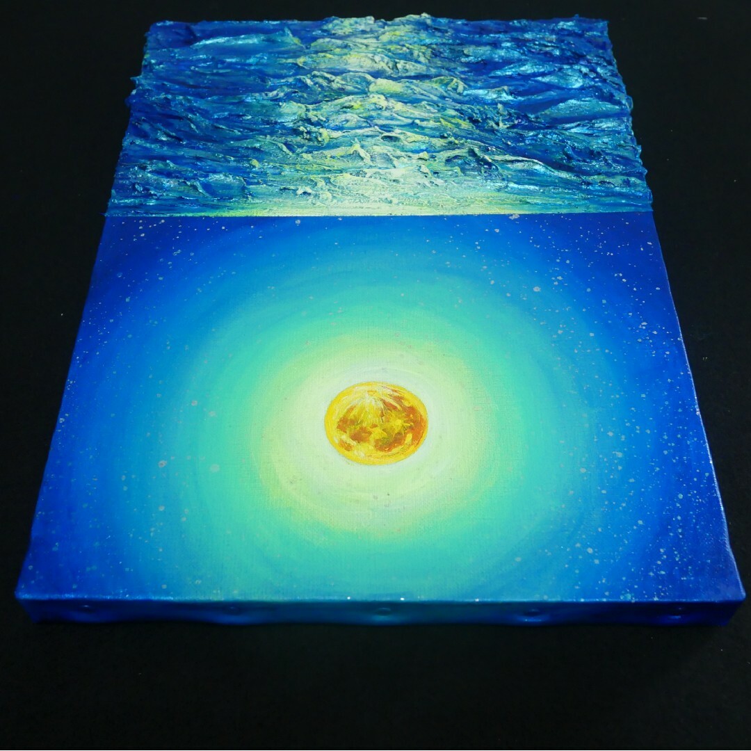 油絵 油彩 油彩画 絵 絵画【満月の海 】F4号の通販 by アートHR｜ラクマ