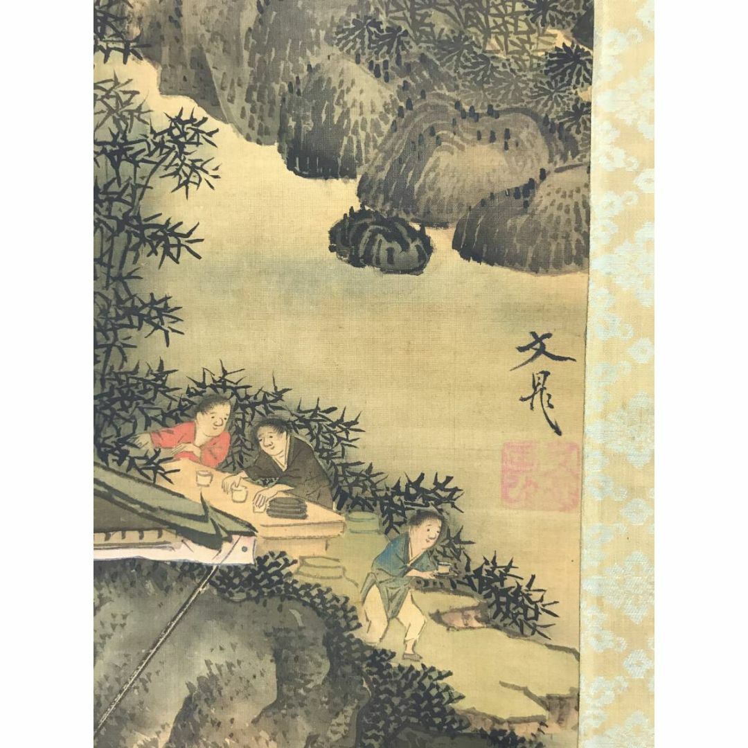 真作/谷文晁/蘭亭曲水図/山水人物図/山水図/掛軸☆宝船☆AH-548の通販