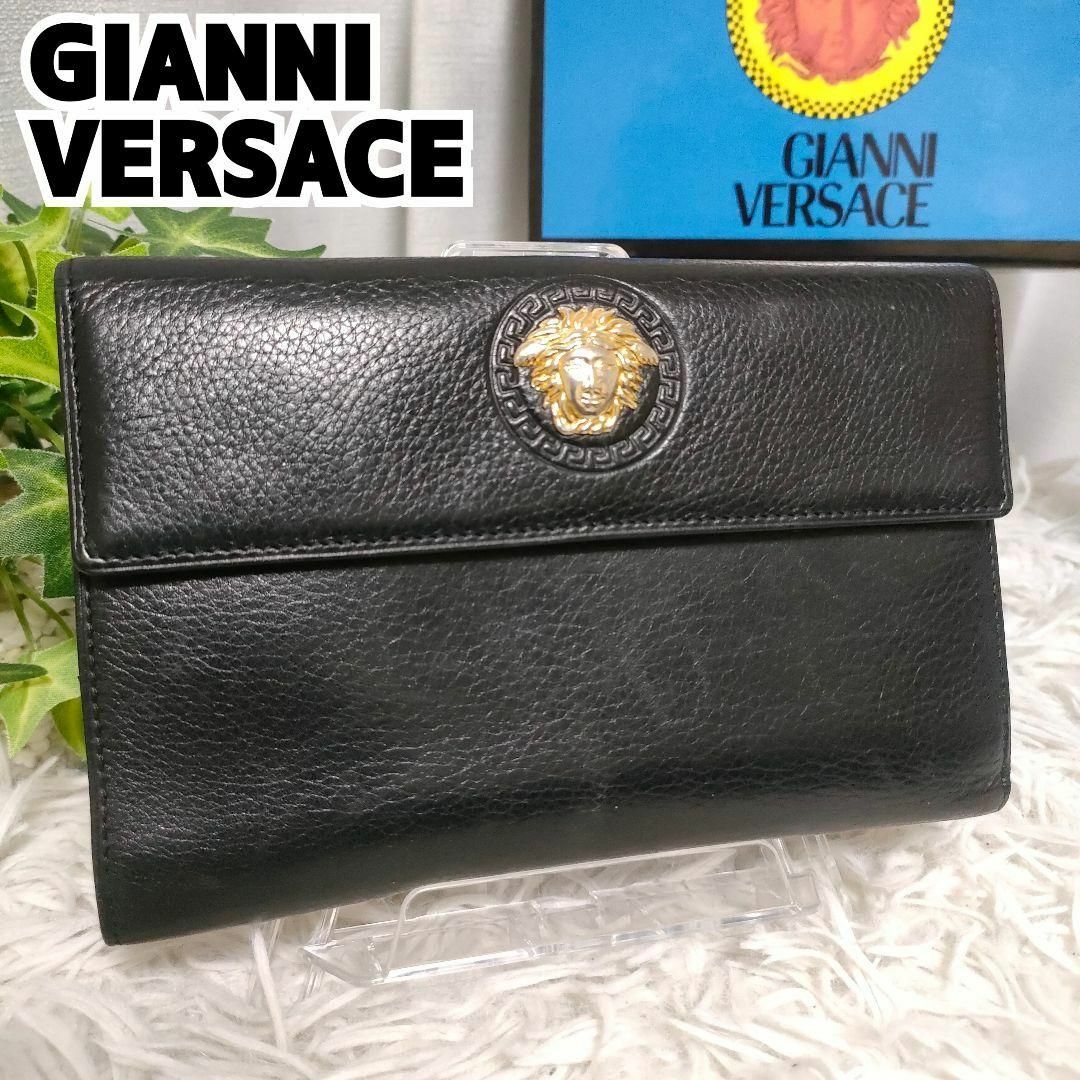 Gianni Versace - GIANNI VERSACE 長財布 ブラック レザー