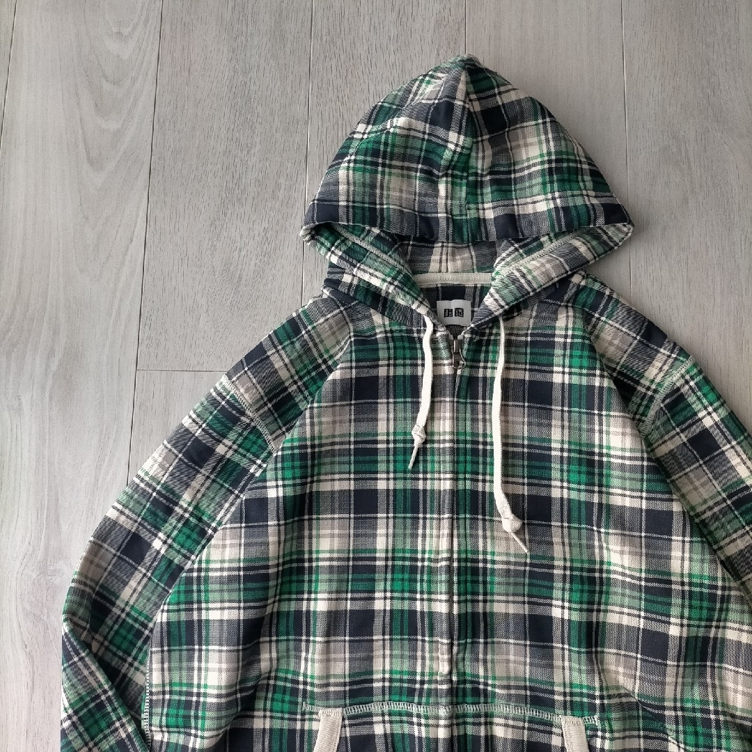 UNIQLO - 00s old uniqlo チェック柄 ダブルジップ パーカー XLの通販