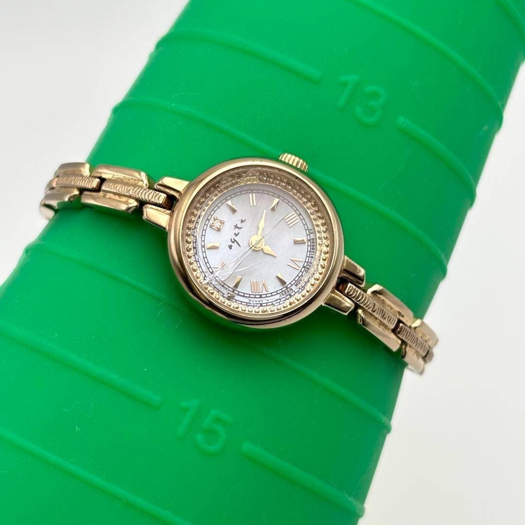 agete - 【稼働】agete ジュエリーウォッチ ソーラー シェル文字盤